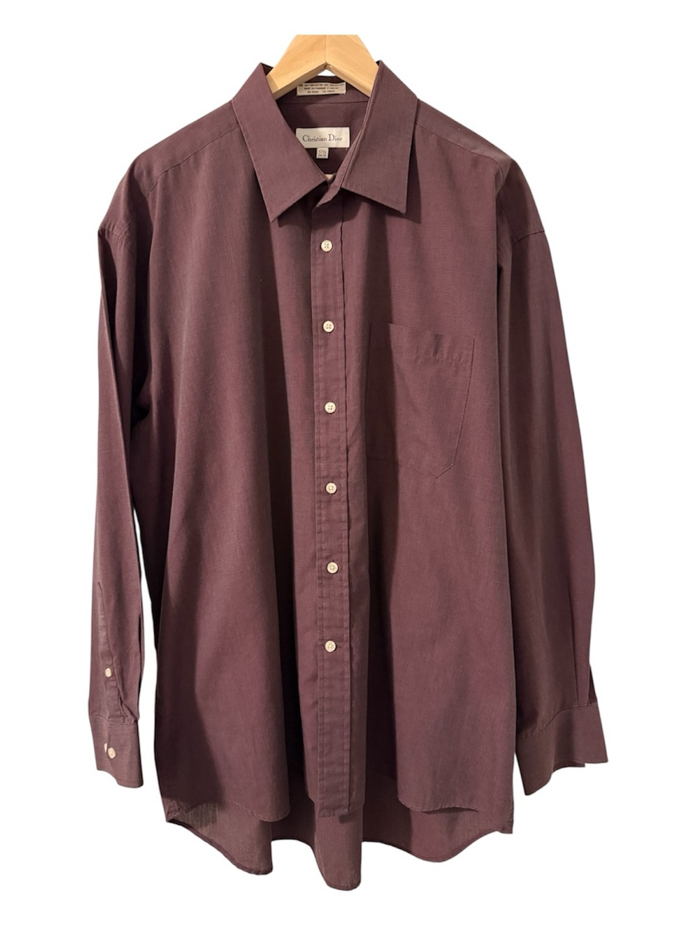 Vintage Christian Dior Men Dress Shirt | Made in Macau | Cocoa Taupe | 17½ 34/35